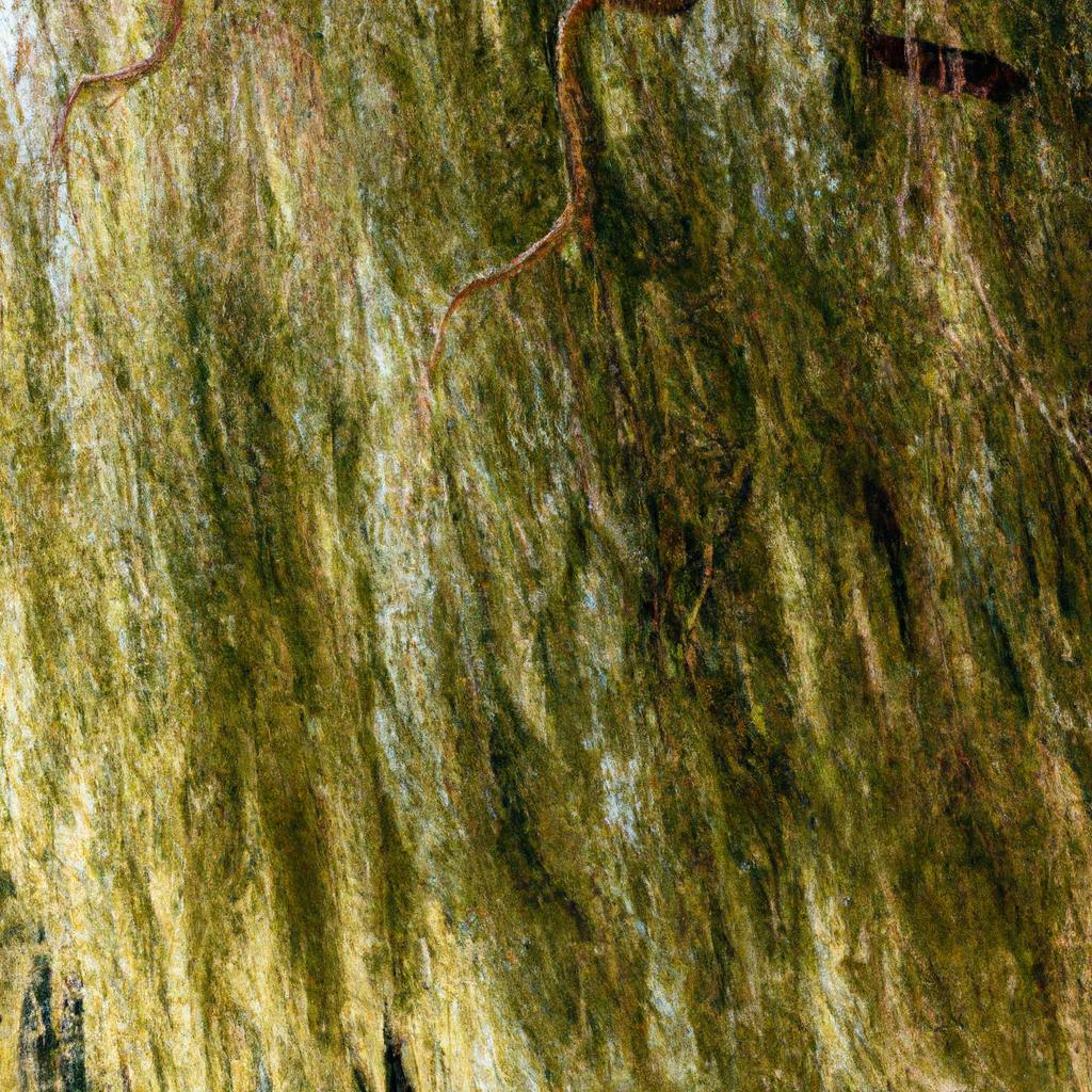 El árbol De Sauce Llorón Es Conocido Por Sus Ramas Colgantes Y Su Aspecto Melancólico. Es Comúnmente Utilizado En Jardines Ornamentales.