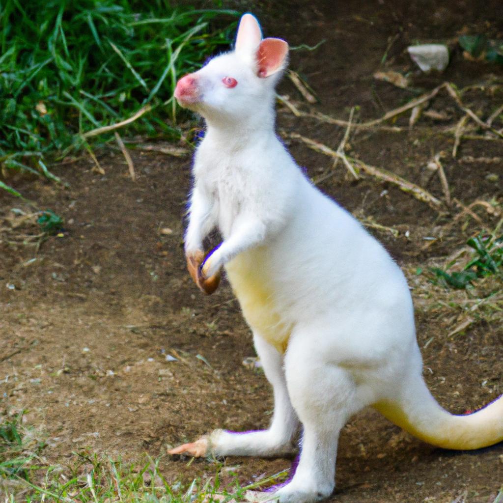 El Canguro Albino Es Una Variante Rara De Canguro Que Tiene Un Pelaje Blanco Debido A Una Condición Genética.