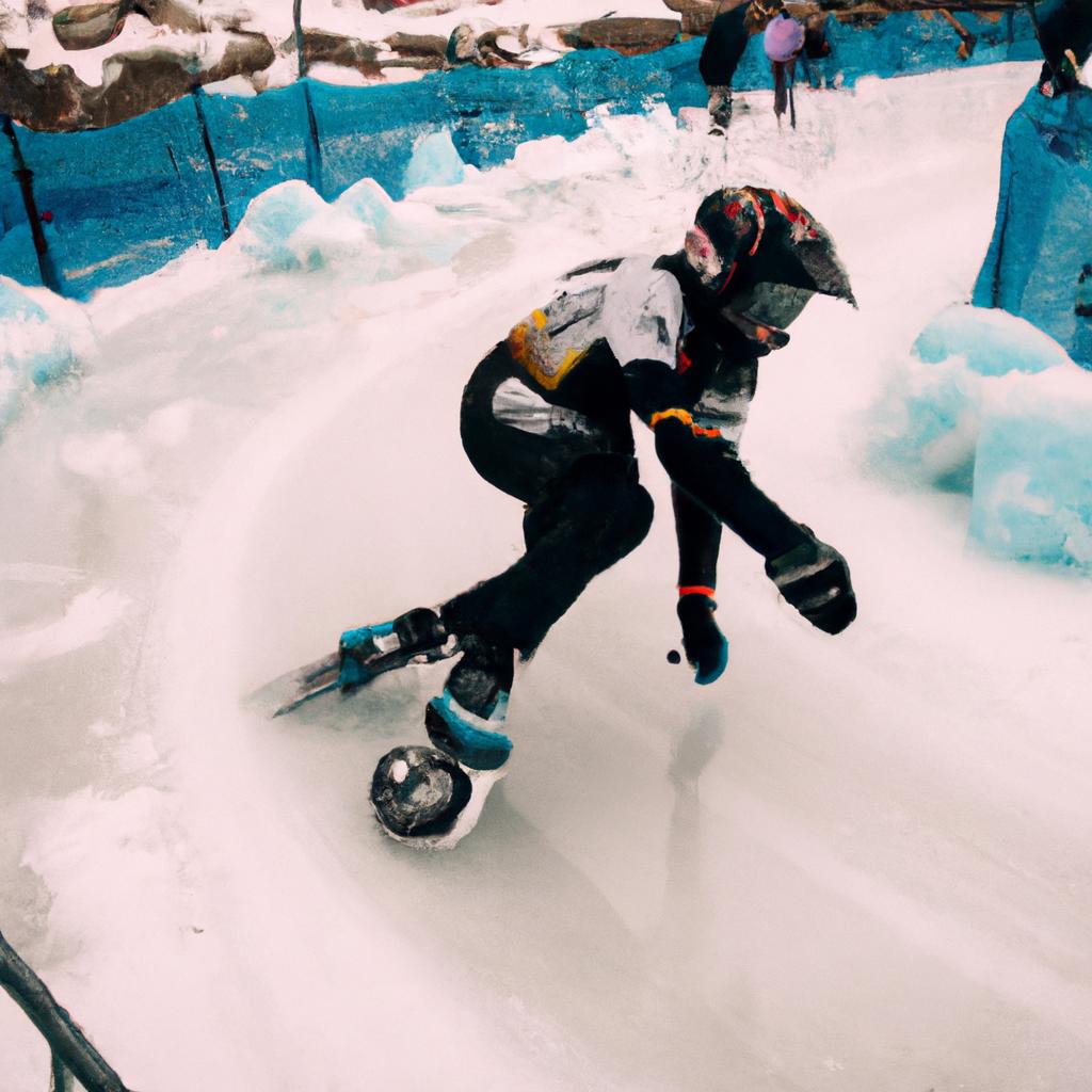 El Ice Cross Downhill Es Un Deporte De Invierno Que Implica Descender Por Una Pista De Hielo Con Obstáculos En Patines En Línea.