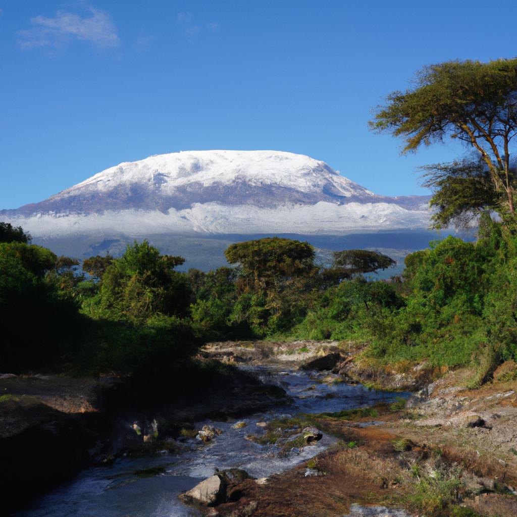 El Monte Kilimanjaro En Tanzania Es La Montaña Más Alta De África Y Presenta Una Variedad De Ecosistemas, Desde Selvas Tropicales Hasta Una Cumbre Cubierta De Nieve.