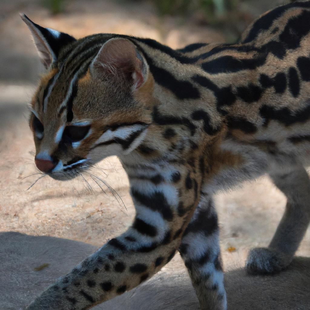 El Ocelote Es Un Felino De Tamaño Mediano Que Se Encuentra En América Central Y Del Sur Y Tiene Un Pelaje Moteado Y Manchas En Los Ojos.