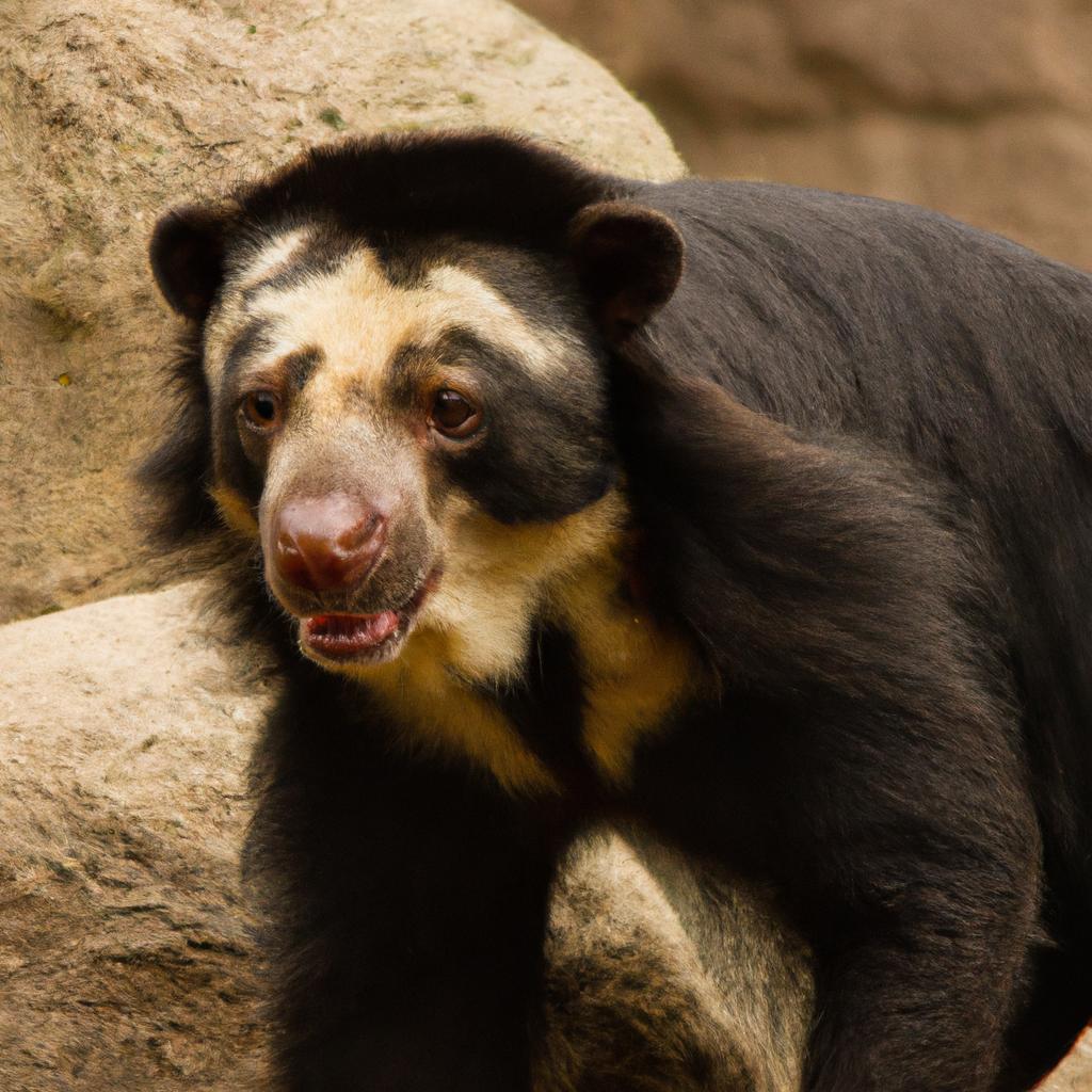 El Oso De Anteojos Es Un Oso Sudamericano Que Se Caracteriza Por Sus Anillos Blancos Alrededor De Los Ojos.