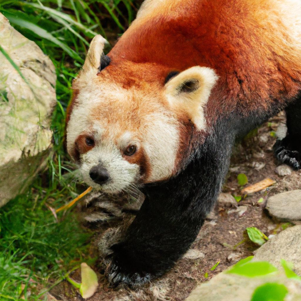 El Oso Panda Rojo Es Un Pequeño Mamífero Que Se Encuentra En Las Montañas Del Himalaya Y Es Conocido Por Su Pelaje Rojo Y Blanco.