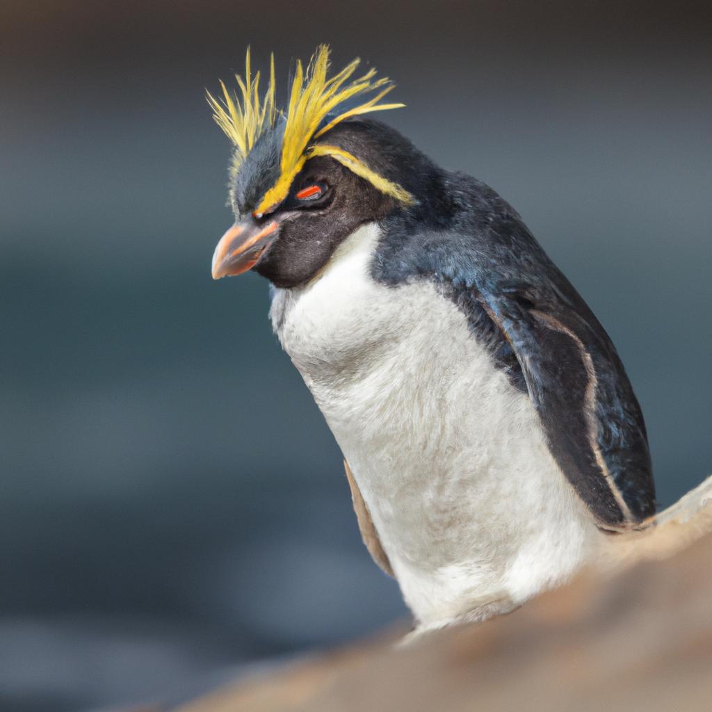 El Pingüino De Cresta Es Una Especie De Pingüino Que Tiene Plumas Amarillas Y Negras En Su Cabeza, Creando Una Cresta Distintiva.