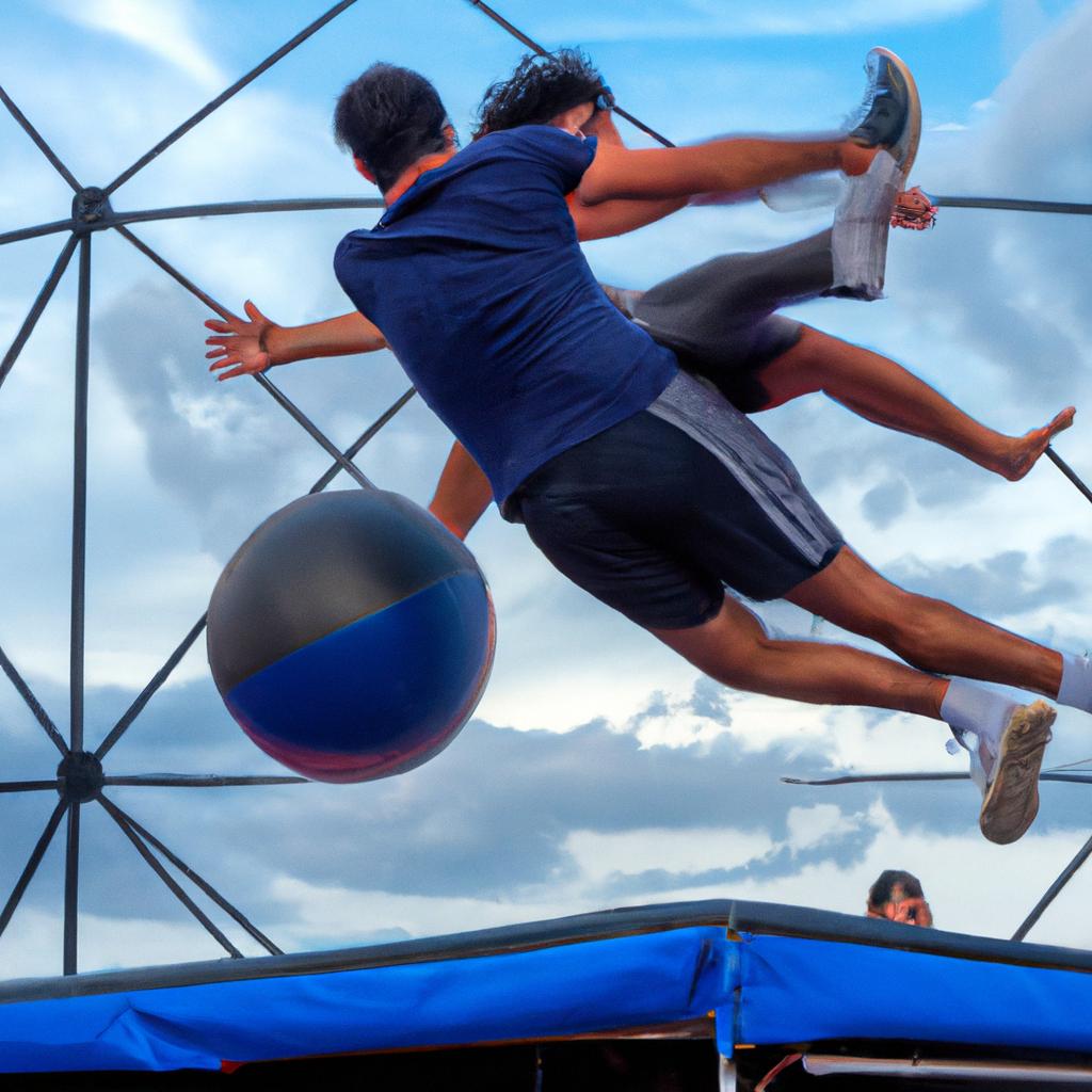 El Slamball Es Una Versión Del Baloncesto Que Se Juega Con Trampolines.