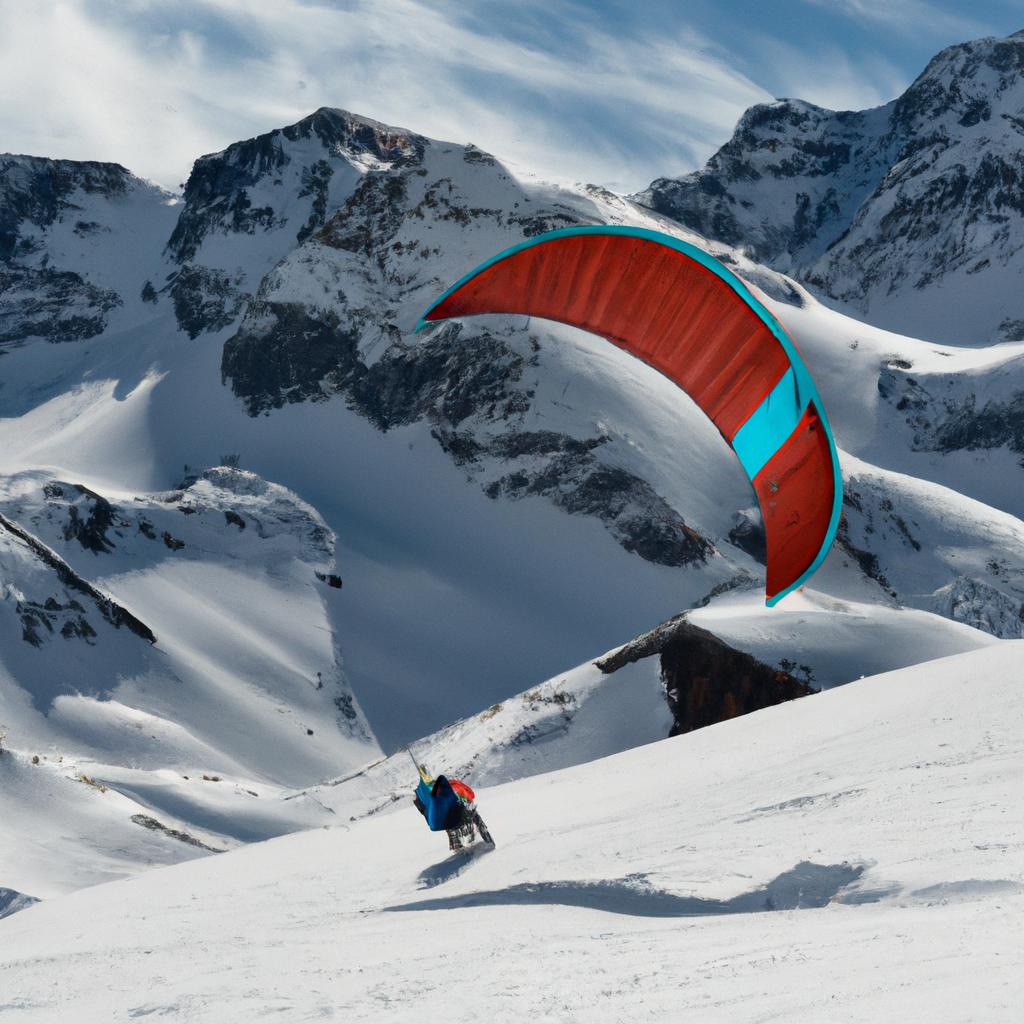 El Snowkiting Combina El Snowboarding Con Un Parapente O Una Cometa De Tracción.