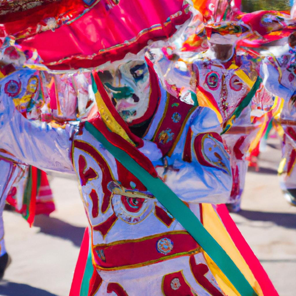 En Chile, El Festival De La Tirana Es Una Celebración En Honor A La Virgen Del Carmen. Los Devotos Bailan En Trajes Coloridos Y Elaborados.