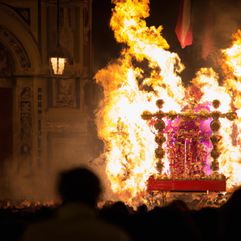 En Italia, La Costumbre De Scoppio Del Carro En Florencia Celebra La Pascua Con Una Carroza De Fuego En La Piazza Del Duomo.