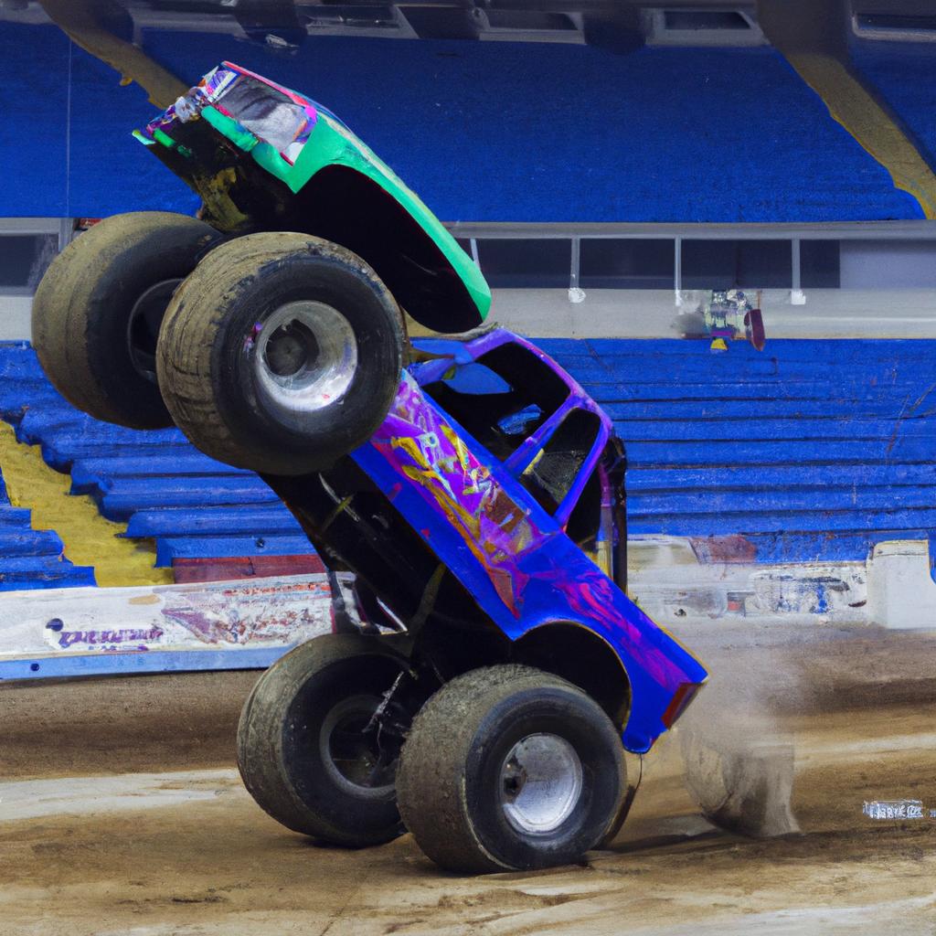 En Las Carreras De Monster Trucks, A Menudo Se Realizan Acrobacias Y Se Aplastan Coches.