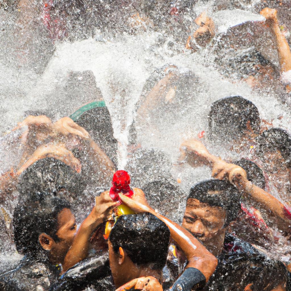 En Myanmar, El Festival Del Agua De Thingyan Se Celebra Con Una Gran Batalla De Agua Para Celebrar El Año Nuevo Birmano.