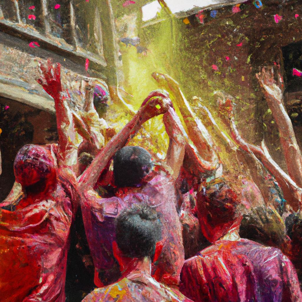 En Nepal, La Celebración De Holi Se Celebra Con La Gente Arrojándose Colores Y Agua Entre Sí.