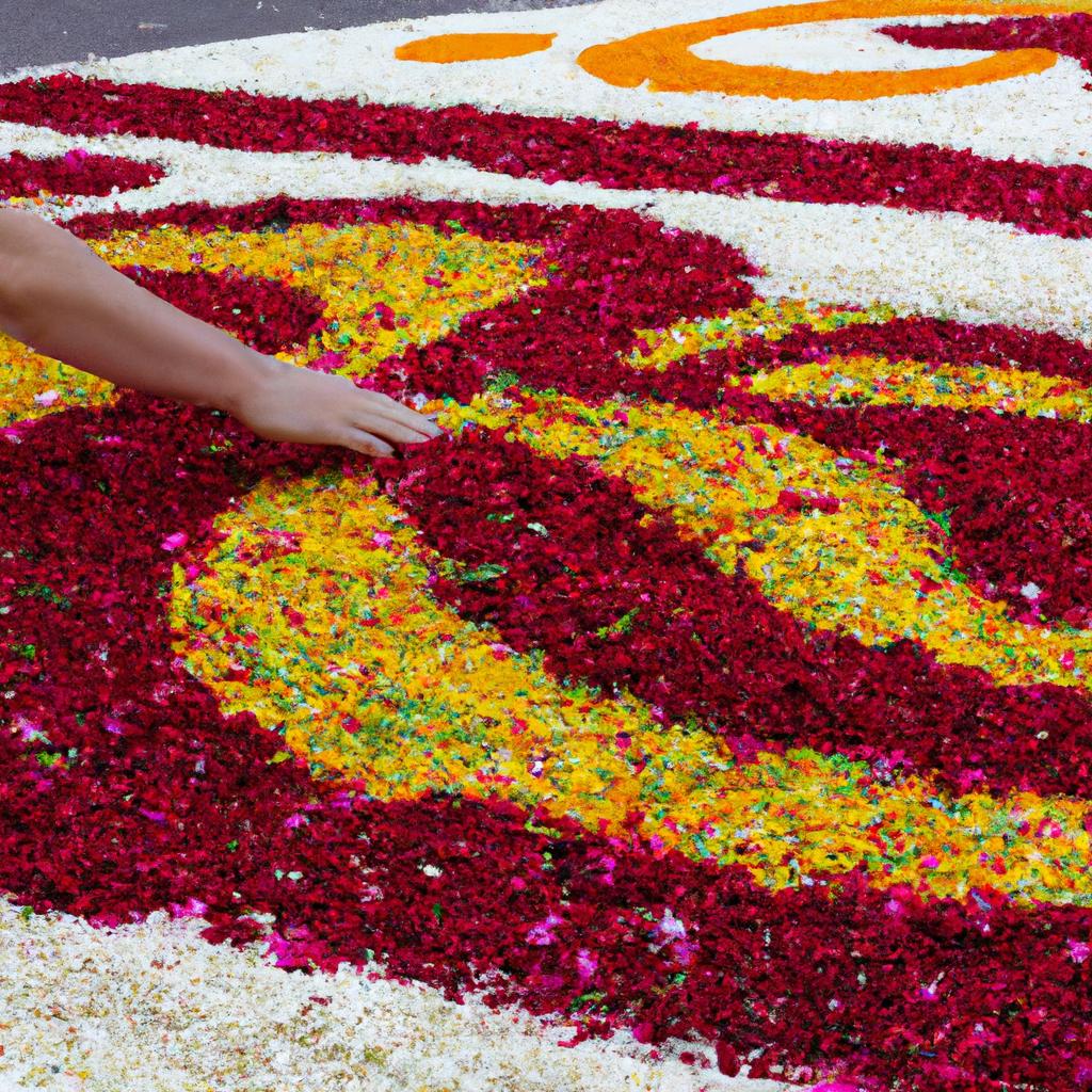 En Portugal, Es Costumbre Crear Alfombras De Flores Durante La Festividad Del Corpus Christi.