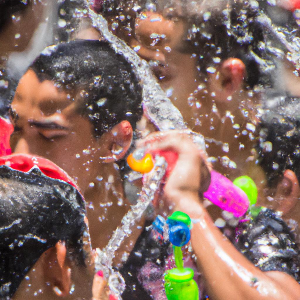 En Tailandia, El Festival Songkran Se Celebra Con Una Gran Batalla De Agua.