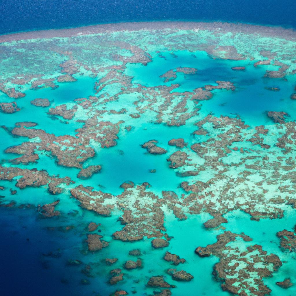 La Gran Barrera De Coral, Ubicada Frente A La Costa De Queensland, Australia, Es El Sistema De Arrecifes De Coral Más Grande Del Mundo Y Es Visible Desde El Espacio.