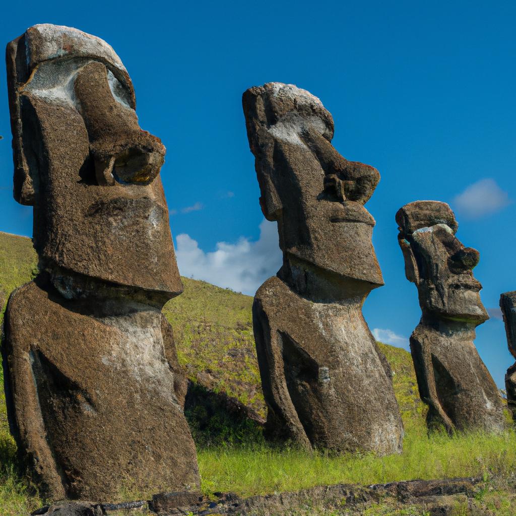 La Isla De Pascua, En Chile, Es Famosa Por Sus Estatuas De Piedra Conocidas Como Moais, Talladas Por Los Antiguos Habitantes De La Isla Entre Los Siglos X Y XVI.