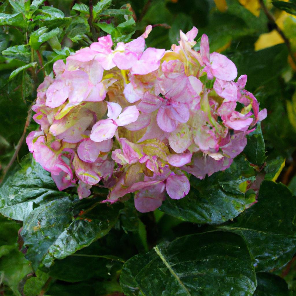 La Planta De Hortensia Produce Grandes Y Vistosas Flores En Una Variedad De Colores, Como Blanco, Rosa Y Azul. Es Una Planta Popular En Jardinería.