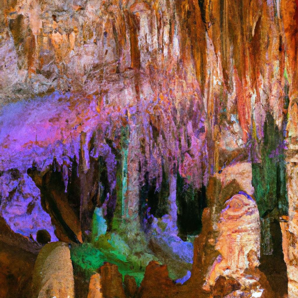 Las Cuevas De Las Maravillas, En España, Son Un Complejo De Cuevas Subterráneas Con Impresionantes Formaciones De Estalactitas Y Estalagmitas Que Se Iluminan Con Luces De Colores.