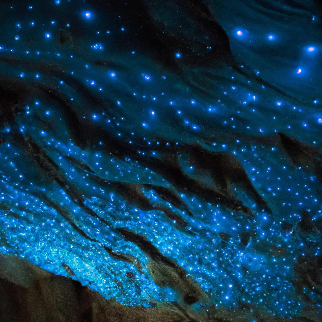 Las Cuevas De Waitomo En Nueva Zelanda Son Famosas Por Sus Brillantes Larvas De Gusanos Luminosos Que Cuelgan Del Techo De La Cueva, Creando Un Efecto De Cielo Estrellado.