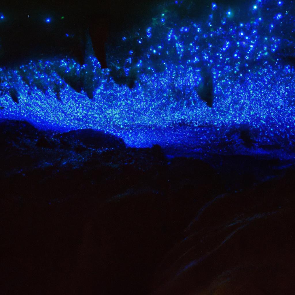 Las Cuevas De Waitomo En Nueva Zelanda Son Famosas Por Sus Larvas Bioluminiscentes, Conocidas Como Gusanos Brillantes, Que Iluminan Las Cuevas Con Un Resplandor Azul Verdoso.