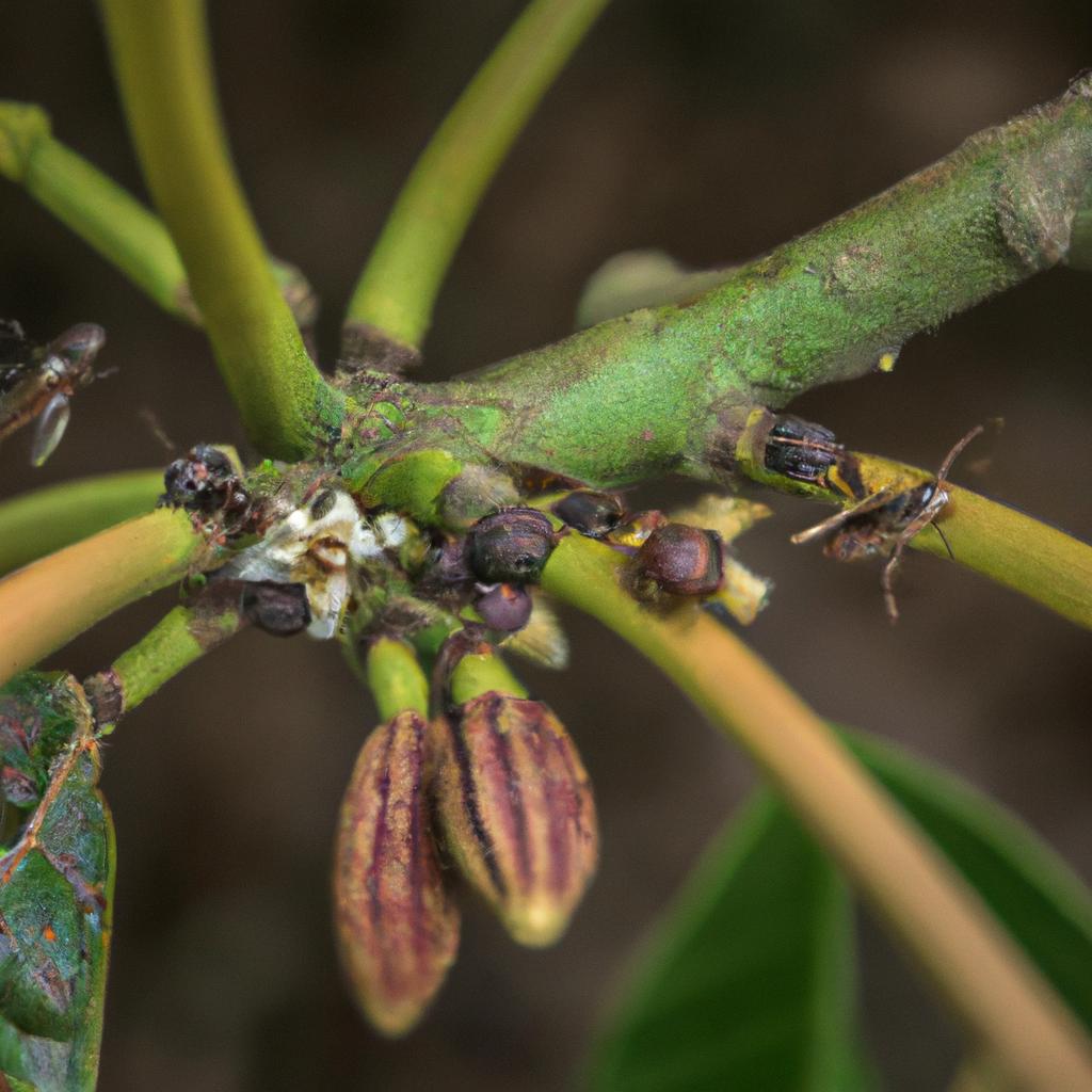 Las Flores Del árbol Del Cacao Solo Pueden Ser Polinizadas Por Moscas Pequeñas Llamadas Moscas Del Cacao.