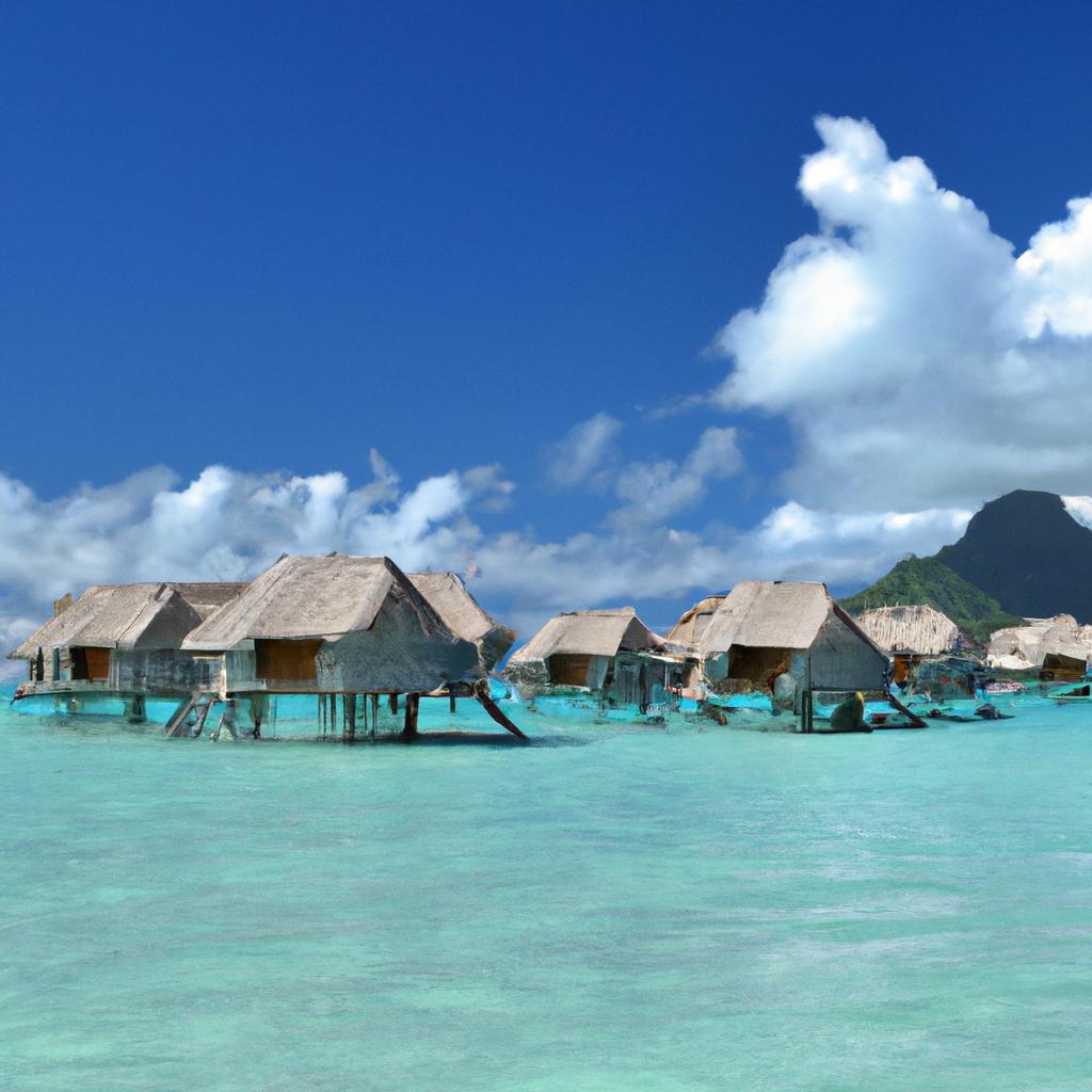 Las Islas De Bora Bora En Polinesia Francesa Son Famosas Por Sus Playas De Arena Blanca, Aguas Cristalinas Y Lujosos Complejos Turísticos En Bungalows Flotantes.