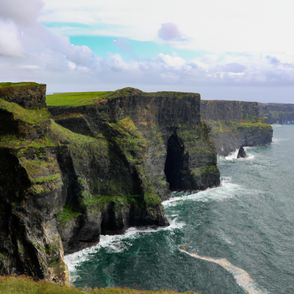 Los Acantilados De Moher En Irlanda Son Espectaculares Acantilados De Roca Que Se Elevan Hasta 214 Metros Sobre El Océano Atlántico Y Ofrecen Impresionantes Vistas Panorámicas.