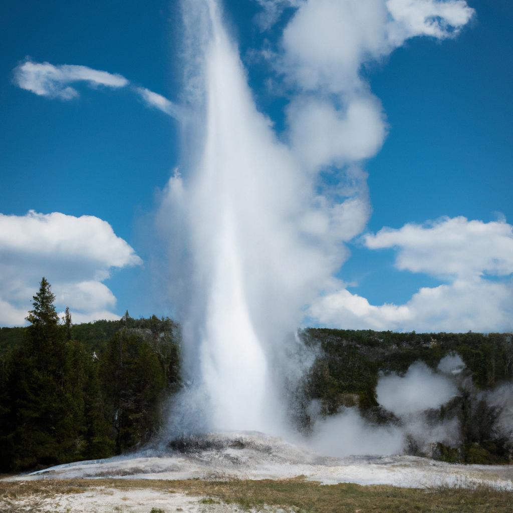 Los Géiseres Son Fuentes Termales Que Entran En Erupción Periódicamente, Lanzando Agua Caliente Y Vapor Al Aire. El Géiser Más Famoso Es El Géiser Old Faithful En El Parque Nacional De Yellowstone, Estados Unidos.