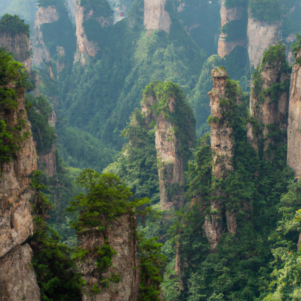 Los Pilares De Piedra Caliza En Zhangjiajie, China, También Conocidos Como Las 